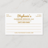 Professionele schoonmaak/Janitorial Housekeeping S Visitekaartje (Achterkant)
