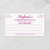 Professionele schoonmaak/Janitorial Housekeeping S Visitekaartje (Achterkant)