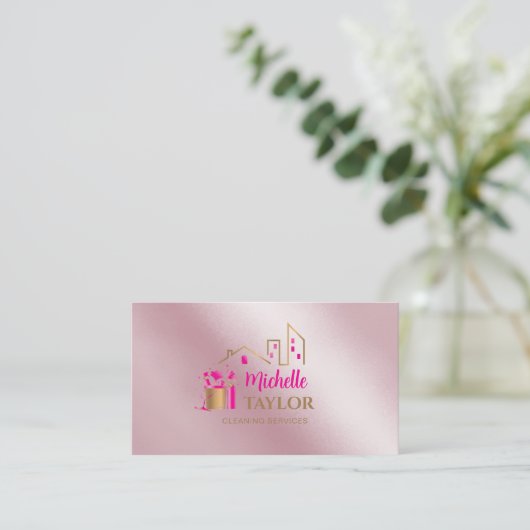 Professionele schoonmaak van huizen en Kantoor Visitekaartje (Staand voorkant)
