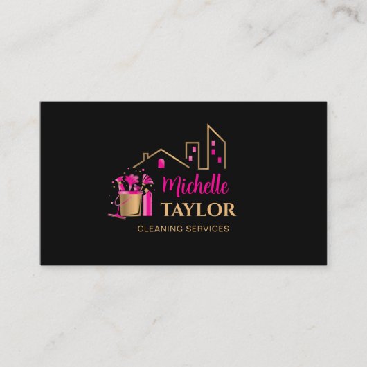 Professionele schoonmaak van huizen en Kantoor Visitekaartje (Voorkant)