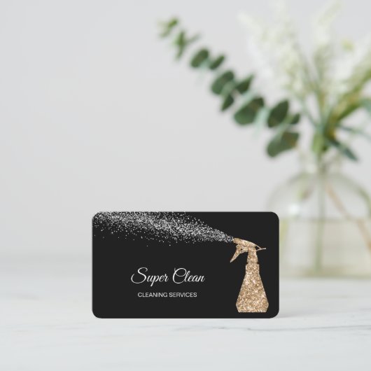 Professionele schoonmaakbeurten met mousserende bo visitekaartje (Staand voorkant)