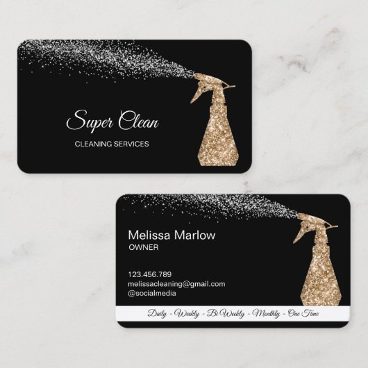 Professionele schoonmaakbeurten met mousserende bo visitekaartje (Voorkant / Achterkant)