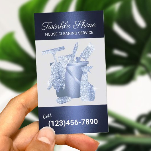 Professionele schoonmaakdienst Marine Blauw Metall Visitekaartje