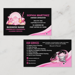 Professionele Schoonmaakdienst Roze en Zwart Visitekaartje