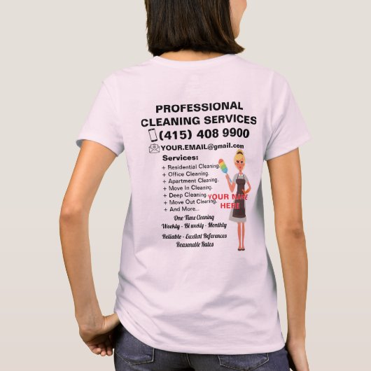 Professionele Schoonmaakdienst T-shirt (Achterkant)