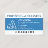 Professionele schoonmaakdiensten blauw visitekaartje (Voorkant)