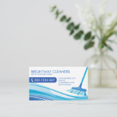 Professionele schoonmaakdiensten Blauwe bezem Visitekaartje (Staand voorkant)