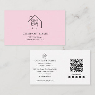 Professionele Schoonmaakdiensten Logo Modern Roze Visitekaartje