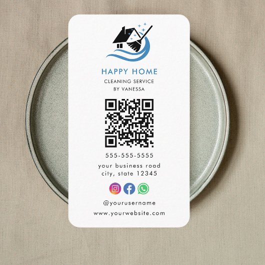Professionele schoonmaakdiensten Logo QR-code Visitekaartje
