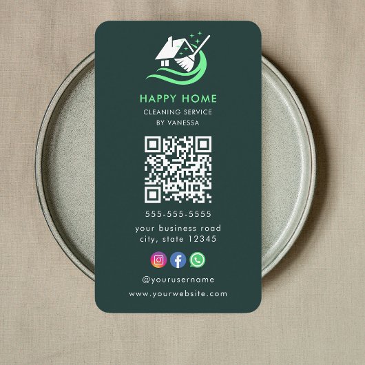 Professionele schoonmaakdiensten Logo QR-code Visitekaartje