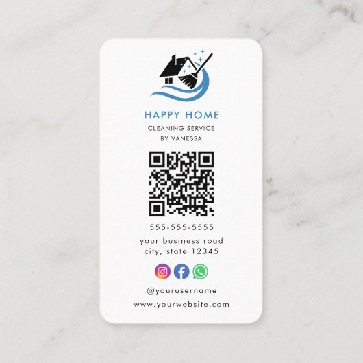 Professionele schoonmaakdiensten Logo QR-code Visitekaartje (Achterkant)