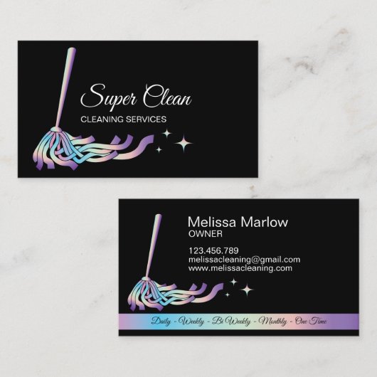 Professionele schoonmaakdiensten Maid Holograph Visitekaartje (Voorkant / Achterkant)