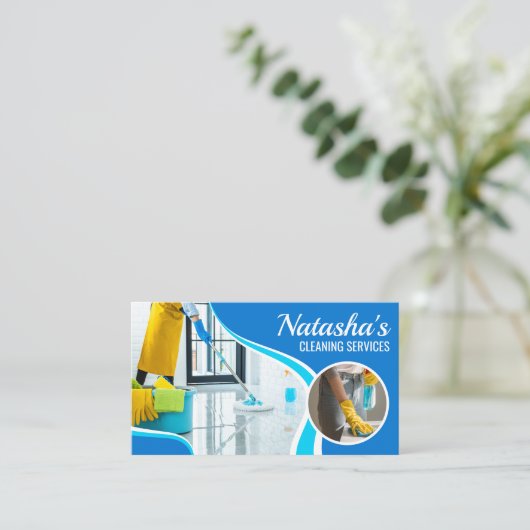 Professionele schoonmaakdiensten Maid House Keeper Visitekaartje (Staand voorkant)