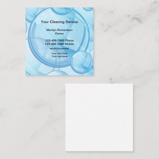 Professionele schoonmaakdiensten vierkante visitekaartje (Voorkant / Achterkant)