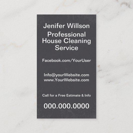 Professionele schoonmaakdiensten visitekaartje (Achterkant)