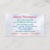 Professionele schoonmaakdiensten voor huizen visitekaartje (Achterkant)