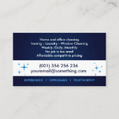 Professionele schoonmaakdiensten voor huizen visitekaartje (Achterkant)
