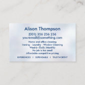 Professionele schoonmaakdiensten voor huizen visitekaartje (Achterkant)