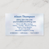 Professionele schoonmaakdiensten voor huizen visitekaartje (Achterkant)