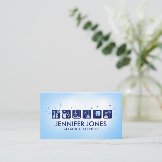 Professionele schoonmaakdiensten voor huizen visitekaartje (Staand voorkant)
