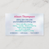 Professionele schoonmaakdiensten voor huizen visitekaartje (Achterkant)