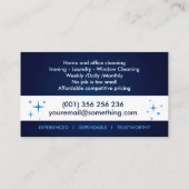 Professionele schoonmaakdiensten voor huizen visitekaartje (Achterkant)