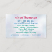 Professionele schoonmaakdiensten voor huizen visitekaartje (Achterkant)