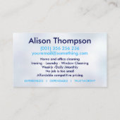 Professionele schoonmaakdiensten voor huizen visitekaartje (Achterkant)