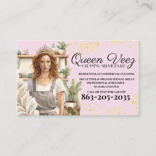 Professionele Schoonmaakdiensten Vrouw Visitekaartje (Voorkant)