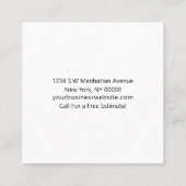 Professionele schoonmaakservice benodigdheden vierkante visitekaartje (Achterkant)