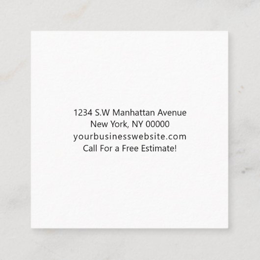 Professionele schoonmaakservice benodigdheden vierkante visitekaartje (Achterkant)