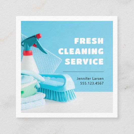 Professionele schoonmaakservice benodigdheden vierkante visitekaartje (Voorkant)