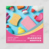 Professionele schoonmaakservice benodigdheden vierkante visitekaartje (Voorkant)