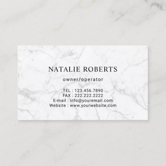 Professionele schoonmaakservice donkermarmer visitekaartje (Achterkant)