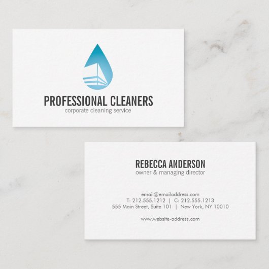 Professionele schoonmaakservice, drukwassen visitekaartje (Voorkant / Achterkant)