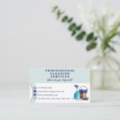 Professionele schoonmaakservice met slogan visitekaartje (Staand voorkant)