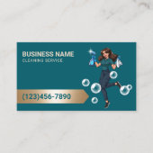 Professionele schoonmaakservice Modern Blauwgroen  Visitekaartje (Voorkant)