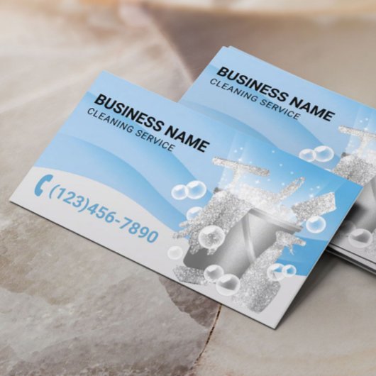 Professionele schoonmaakservice Moderne blauwe boc Visitekaartje
