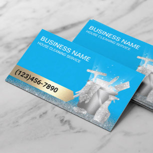 Professionele schoonmaakservice voor huizen blauw visitekaartje