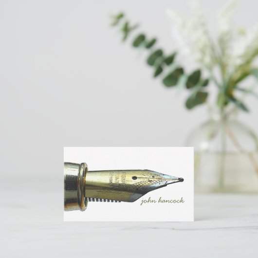 Professionele Schrijver Editor Auteur  Pen Nib Visitekaartje (Staand voorkant)