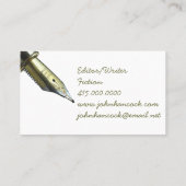 Professionele Schrijver Editor Auteur  Pen Nib Visitekaartje (Achterkant)