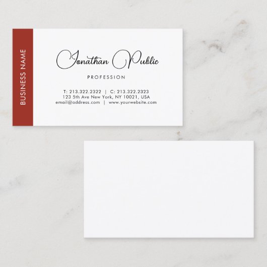 Professionele Script Name Sjabloon Modern Elegant Visitekaartje (Voorkant / Achterkant)