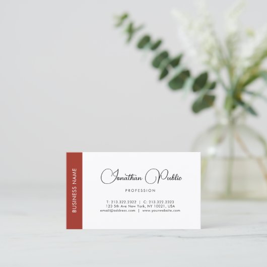 Professionele Script Name Sjabloon Modern Elegant Visitekaartje (Staand voorkant)