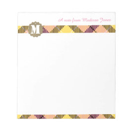 Professionele scriptnaam Modern Monogram Tartan Notitieblok