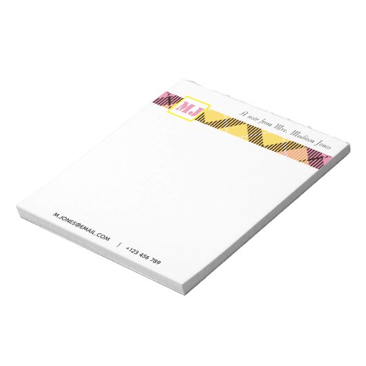 Professionele scriptnaam Modern monogram vastgeleg Notitieblok (Linkerzijde)