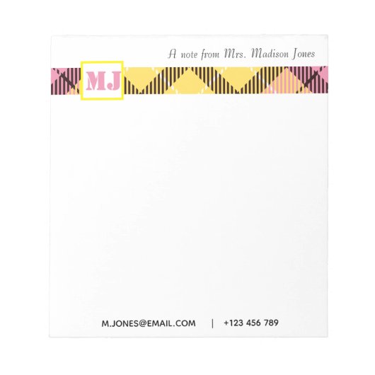 Professionele scriptnaam Modern monogram vastgeleg Notitieblok (Voorkant)