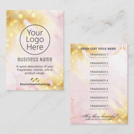 Professionele Shimmer Pink Gold-contrastlijst Visitekaartje (Voorkant / Achterkant)