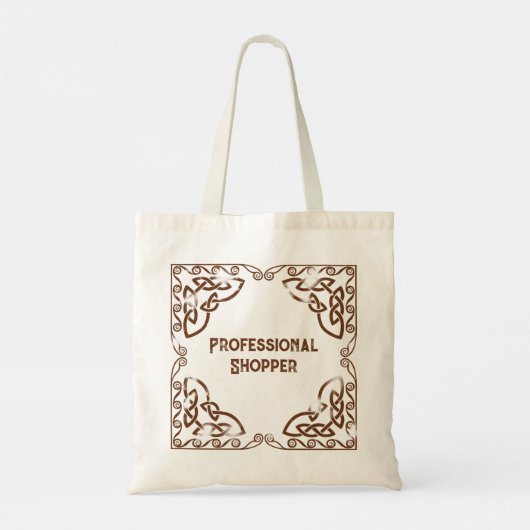 Professionele Shopper Bruin Tribal Keltische Knoop Tote Bag (Achterkant)