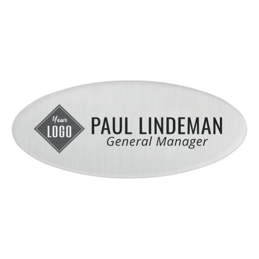 Professionele Silver Chrome Company Logo Medewerke Naambadge (Voorkant)