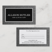 Professionele Silver Glitter Beauty-benoeming Afsprakenkaartje (Voorkant / Achterkant)
